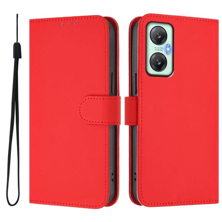 For Infinix Hot 20S Skin Feel Solid Color Leather Phone Case with Lanyard