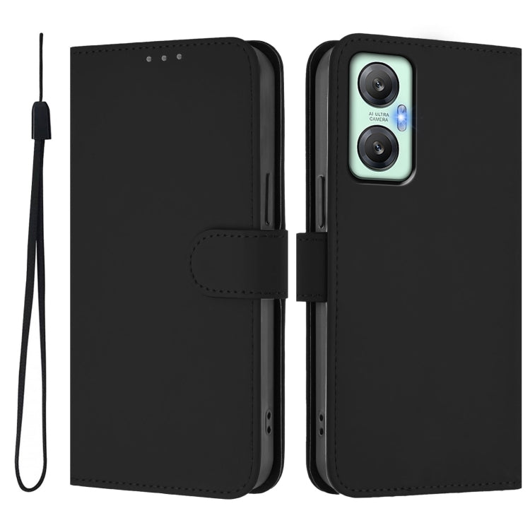 For Infinix Hot 20S Skin Feel Solid Color Leather Phone Case with Lanyard