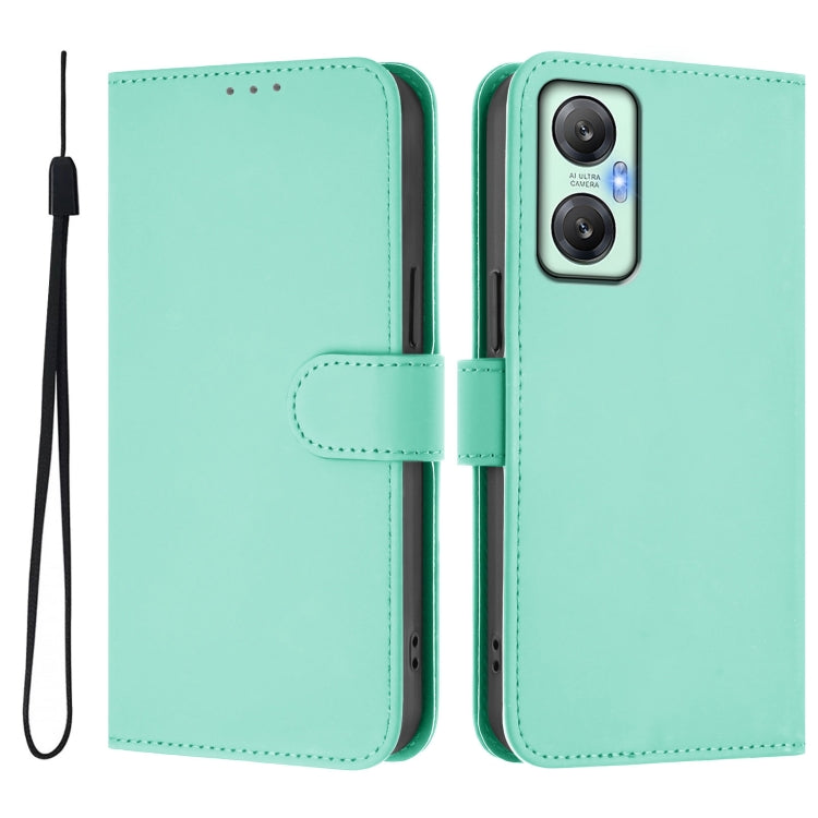 For Infinix Hot 20S Skin Feel Solid Color Leather Phone Case with Lanyard