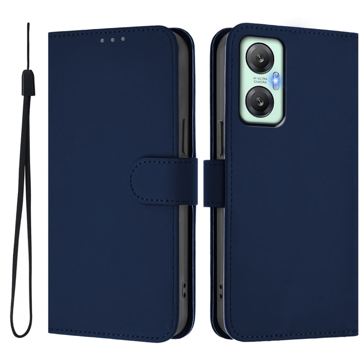 For Infinix Hot 20S Skin Feel Solid Color Leather Phone Case with Lanyard