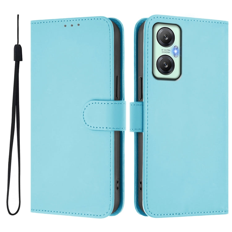 For Infinix Hot 20S Skin Feel Solid Color Leather Phone Case with Lanyard