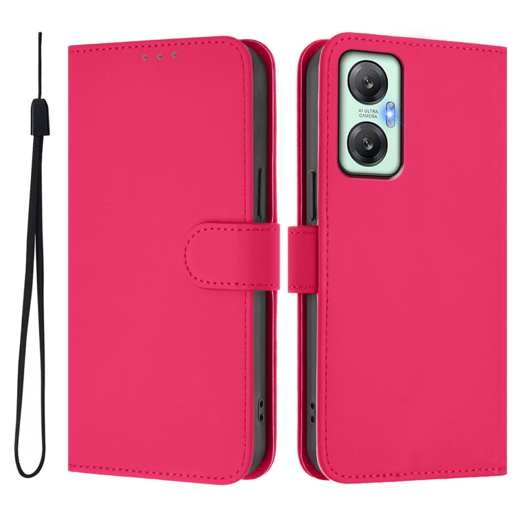 For Infinix Hot 20S Skin Feel Solid Color Leather Phone Case with Lanyard