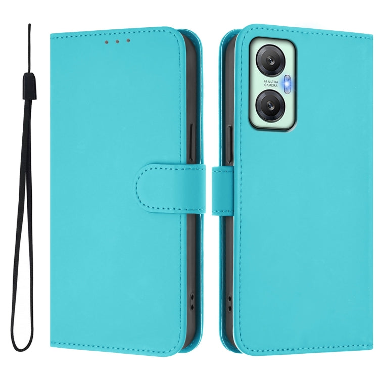 For Infinix Hot 20S Skin Feel Solid Color Leather Phone Case with Lanyard