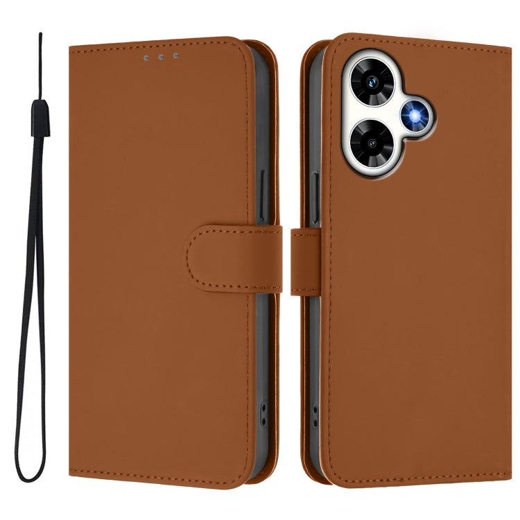 For Infinix Hot 30 4G Skin Feel Solid Color Leather Phone Case with Lanyard