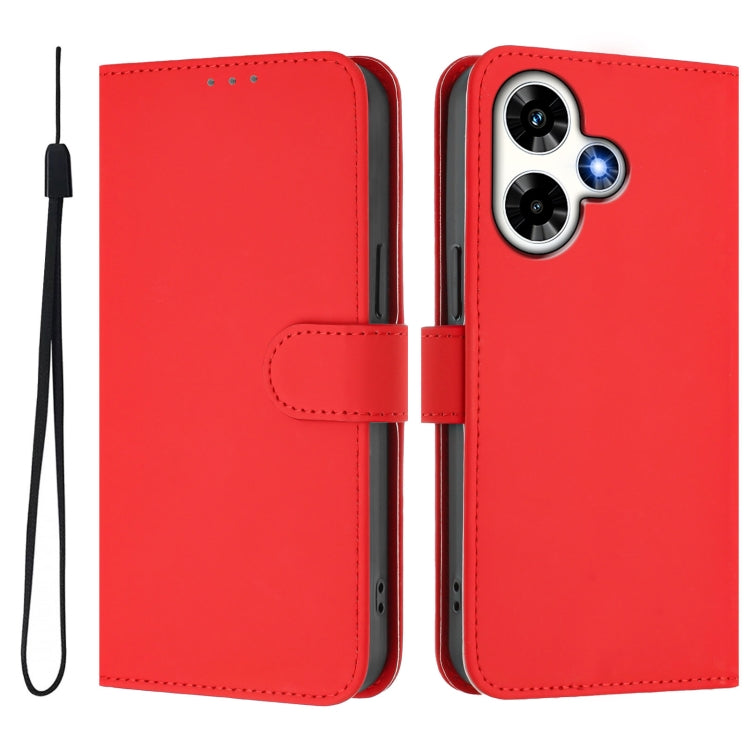 For Infinix Hot 30 4G Skin Feel Solid Color Leather Phone Case with Lanyard