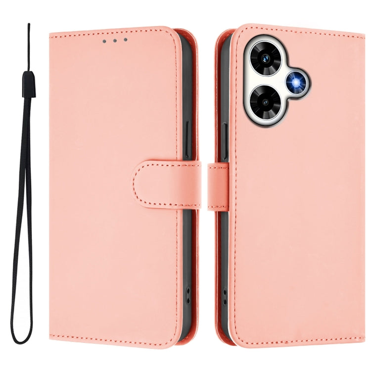 For Infinix Hot 30 4G Skin Feel Solid Color Leather Phone Case with Lanyard