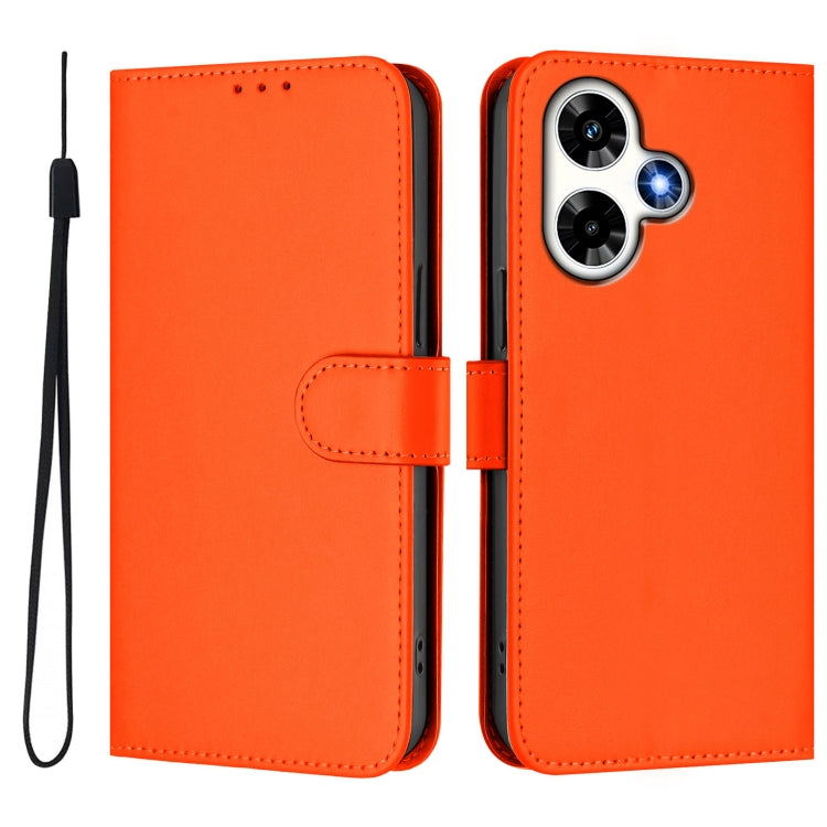 For Infinix Hot 30 4G Skin Feel Solid Color Leather Phone Case with Lanyard