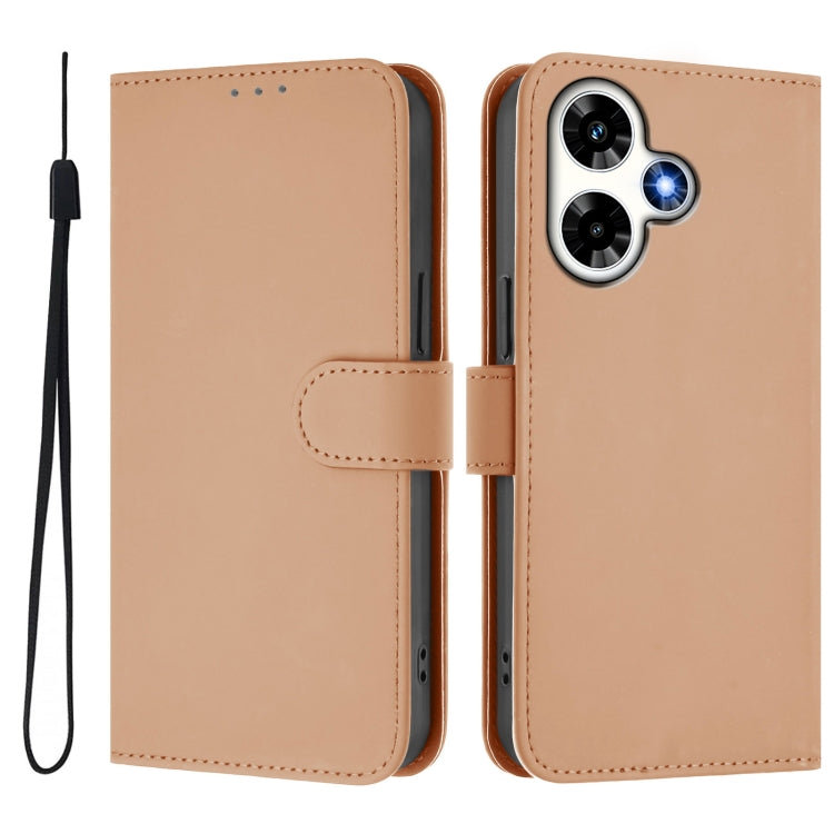 For Infinix Hot 30 4G Skin Feel Solid Color Leather Phone Case with Lanyard