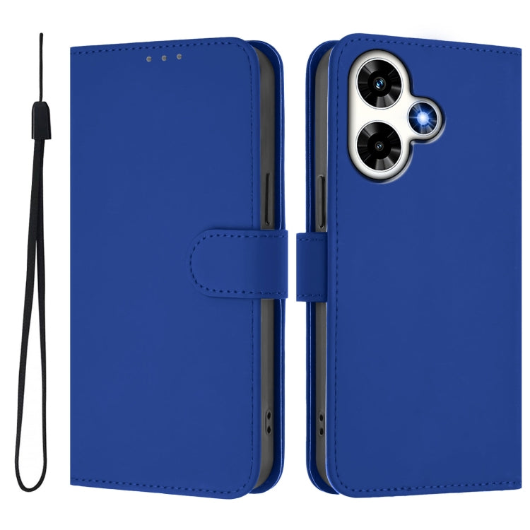 For Infinix Hot 30 4G Skin Feel Solid Color Leather Phone Case with Lanyard
