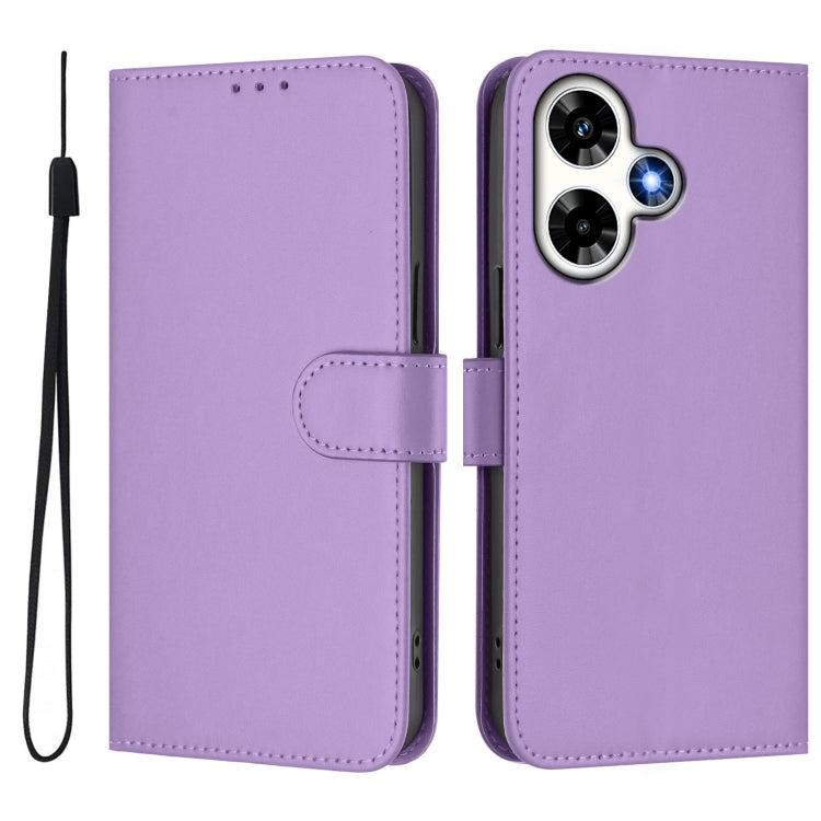 For Infinix Hot 30 4G Skin Feel Solid Color Leather Phone Case with Lanyard