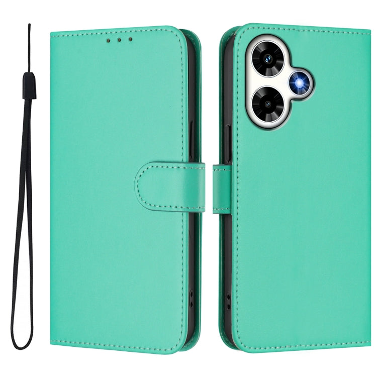 For Infinix Hot 30 4G Skin Feel Solid Color Leather Phone Case with Lanyard