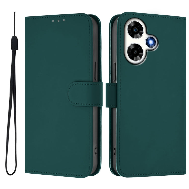 For Infinix Hot 30 4G Skin Feel Solid Color Leather Phone Case with Lanyard