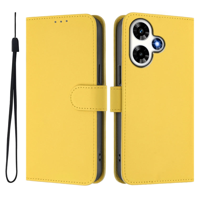 For Infinix Hot 30 4G Skin Feel Solid Color Leather Phone Case with Lanyard