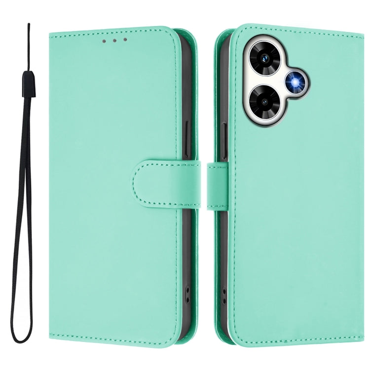 For Infinix Hot 30 4G Skin Feel Solid Color Leather Phone Case with Lanyard