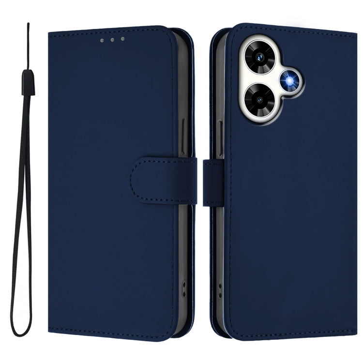 For Infinix Hot 30 4G Skin Feel Solid Color Leather Phone Case with Lanyard