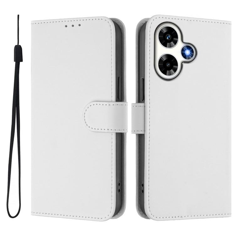 For Infinix Hot 30 4G Skin Feel Solid Color Leather Phone Case with Lanyard