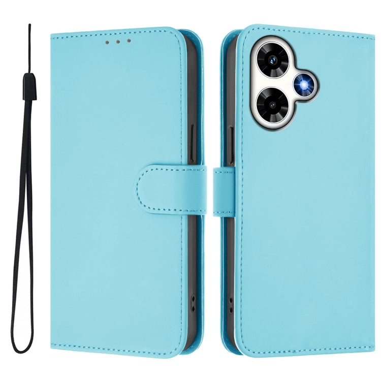 For Infinix Hot 30 4G Skin Feel Solid Color Leather Phone Case with Lanyard