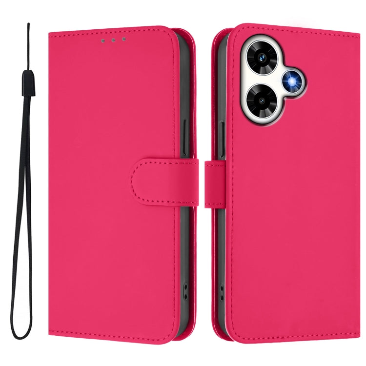 For Infinix Hot 30 4G Skin Feel Solid Color Leather Phone Case with Lanyard
