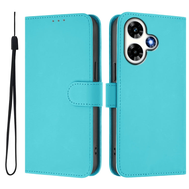 For Infinix Hot 30 4G Skin Feel Solid Color Leather Phone Case with Lanyard