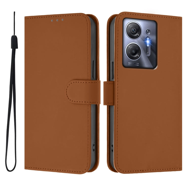 For Infinix Hot 30 5G Skin Feel Solid Color Leather Phone Case with Lanyard
