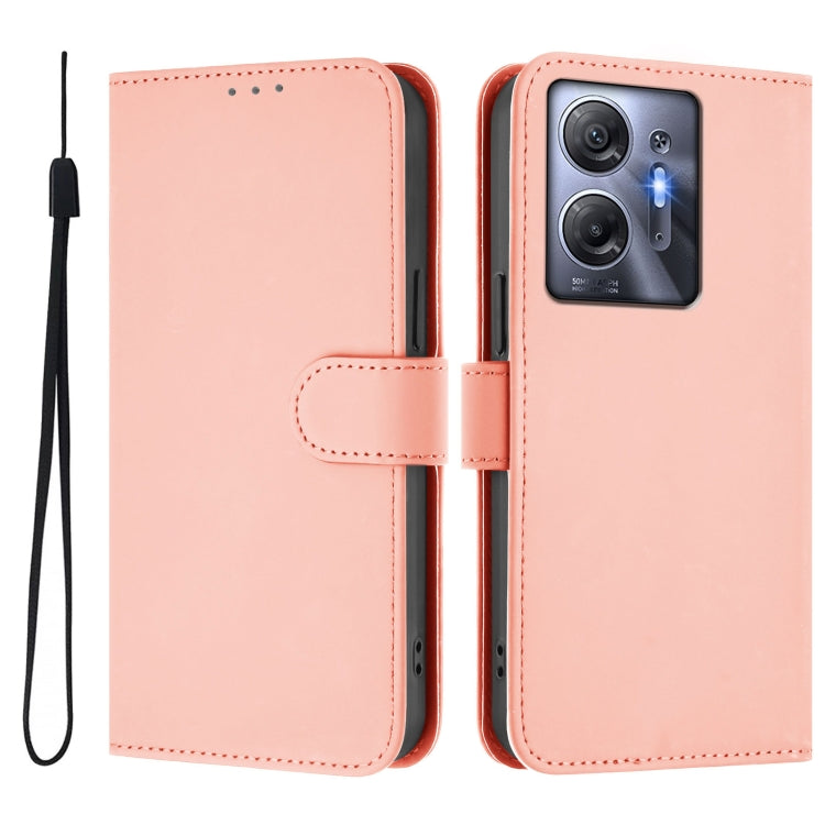 For Infinix Hot 30 5G Skin Feel Solid Color Leather Phone Case with Lanyard
