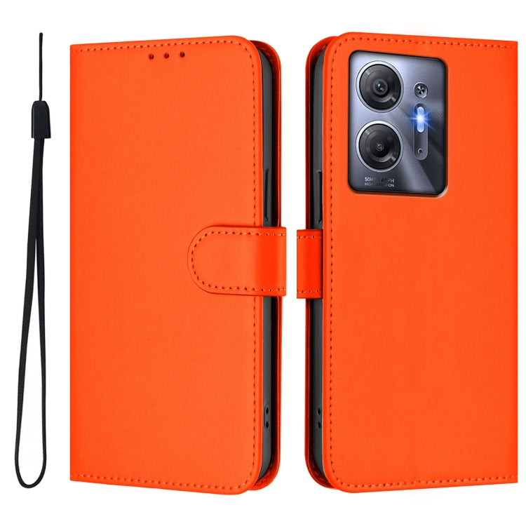 For Infinix Hot 30 5G Skin Feel Solid Color Leather Phone Case with Lanyard