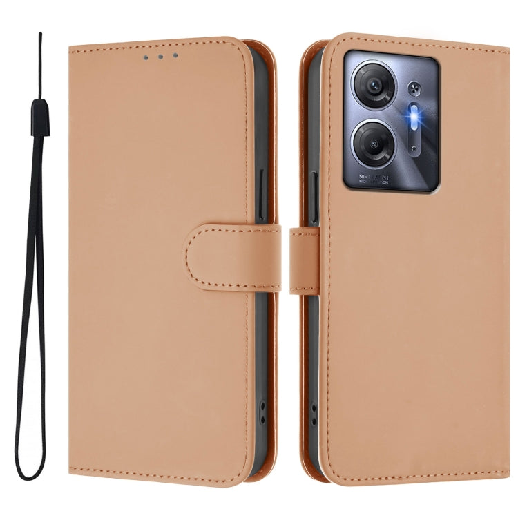For Infinix Hot 30 5G Skin Feel Solid Color Leather Phone Case with Lanyard