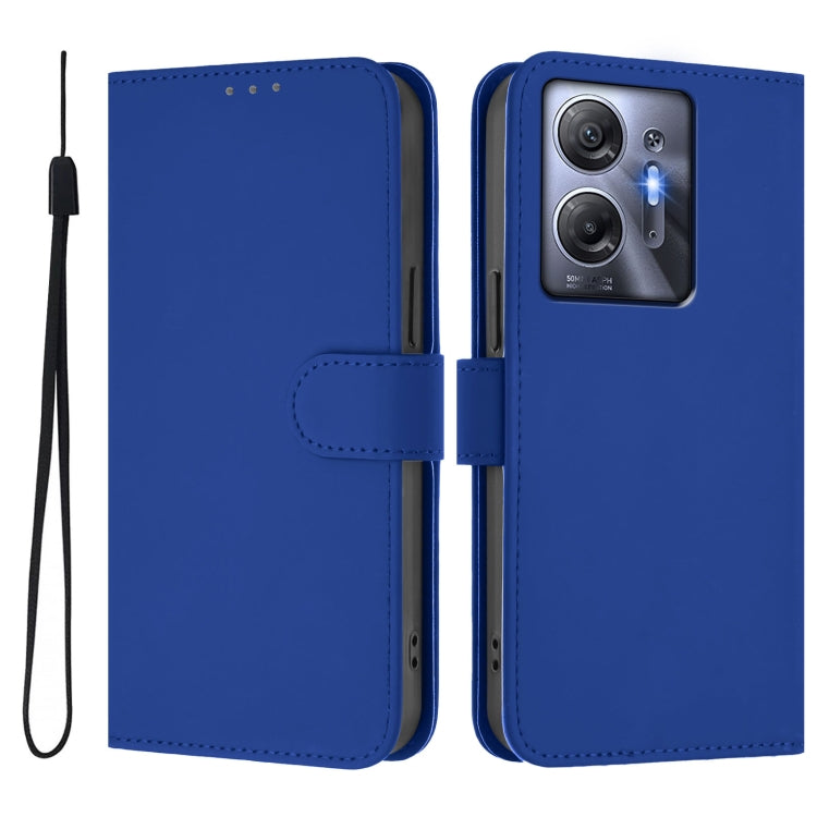 For Infinix Hot 30 5G Skin Feel Solid Color Leather Phone Case with Lanyard