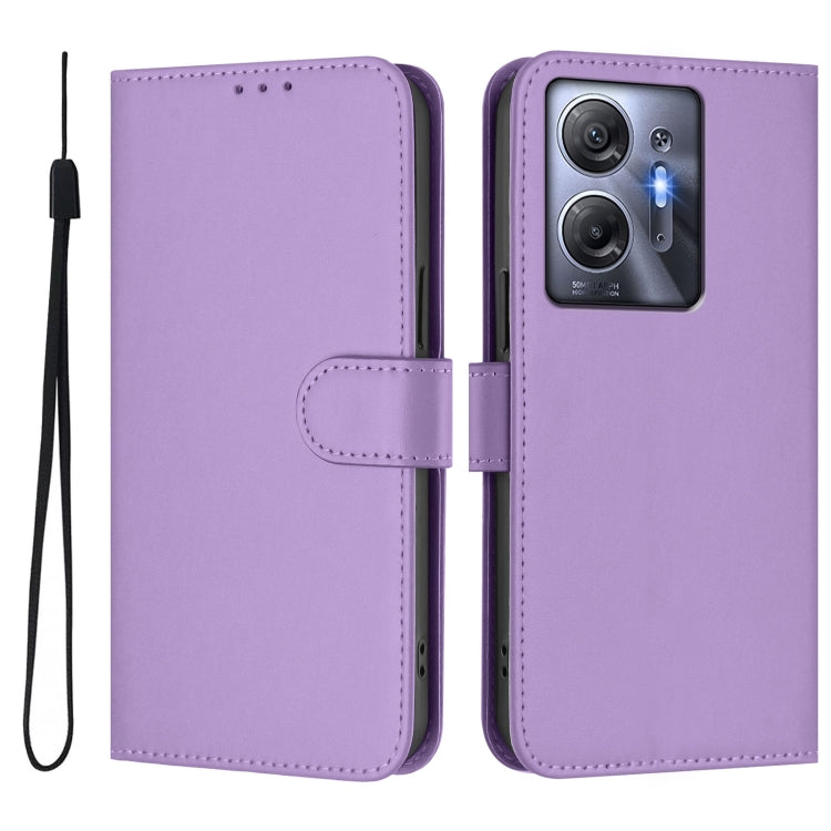 For Infinix Hot 30 5G Skin Feel Solid Color Leather Phone Case with Lanyard