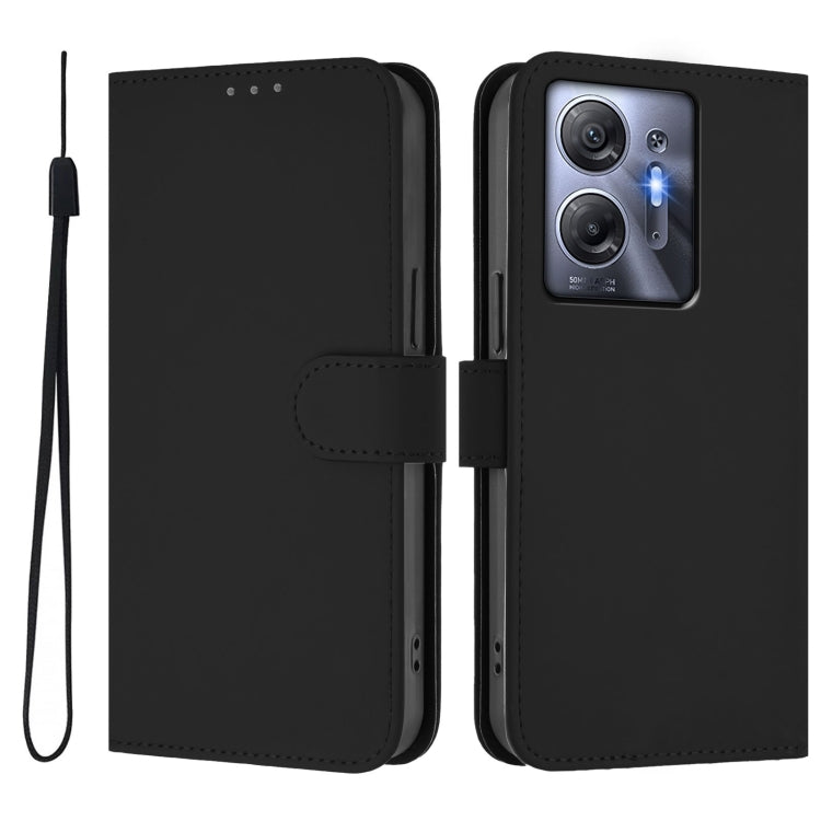 For Infinix Hot 30 5G Skin Feel Solid Color Leather Phone Case with Lanyard