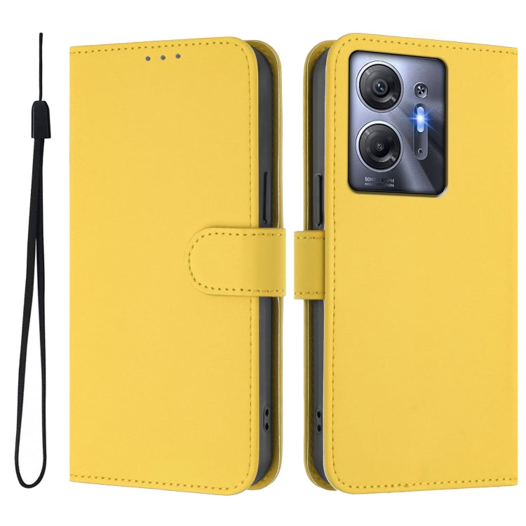 For Infinix Hot 30 5G Skin Feel Solid Color Leather Phone Case with Lanyard