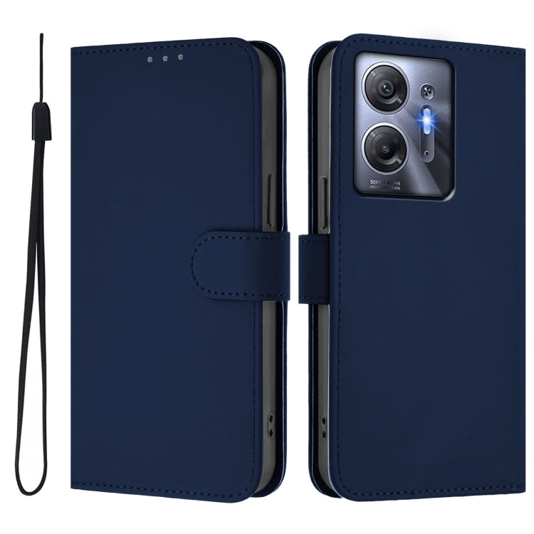 For Infinix Hot 30 5G Skin Feel Solid Color Leather Phone Case with Lanyard