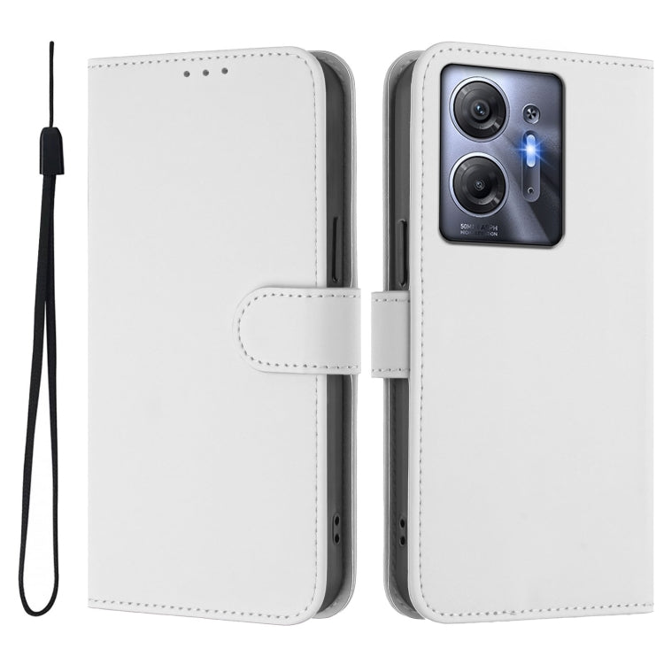 For Infinix Hot 30 5G Skin Feel Solid Color Leather Phone Case with Lanyard