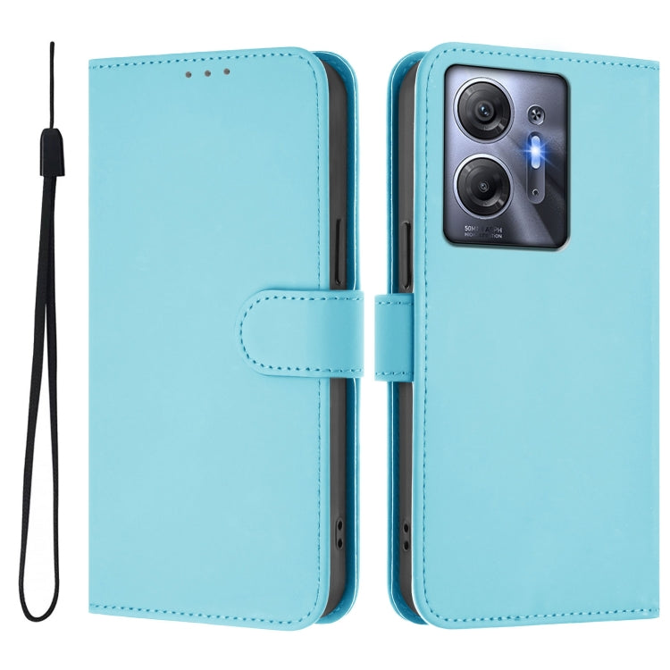 For Infinix Hot 30 5G Skin Feel Solid Color Leather Phone Case with Lanyard