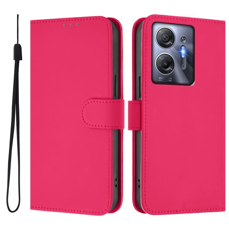 For Infinix Hot 30 5G Skin Feel Solid Color Leather Phone Case with Lanyard