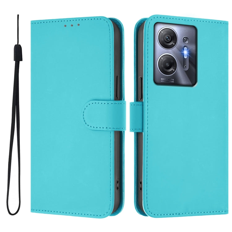 For Infinix Hot 30 5G Skin Feel Solid Color Leather Phone Case with Lanyard