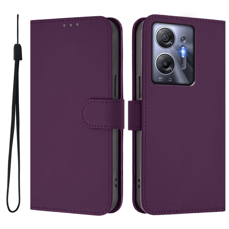 For Infinix Hot 30 5G Skin Feel Solid Color Leather Phone Case with Lanyard