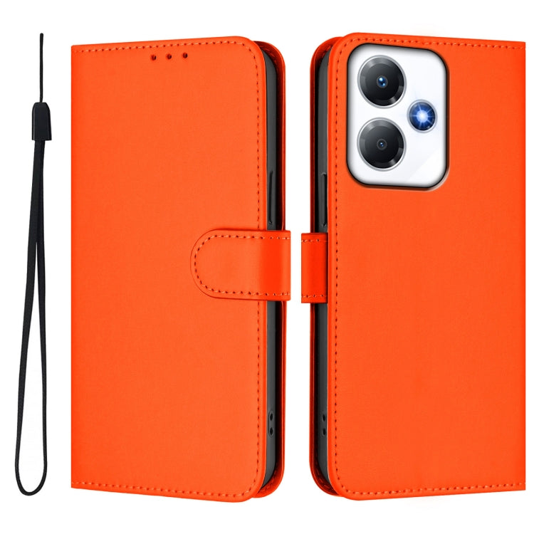 For Infinix Hot 30 Play NFC 4G Skin Feel Solid Color Leather Phone Case with Lanyard
