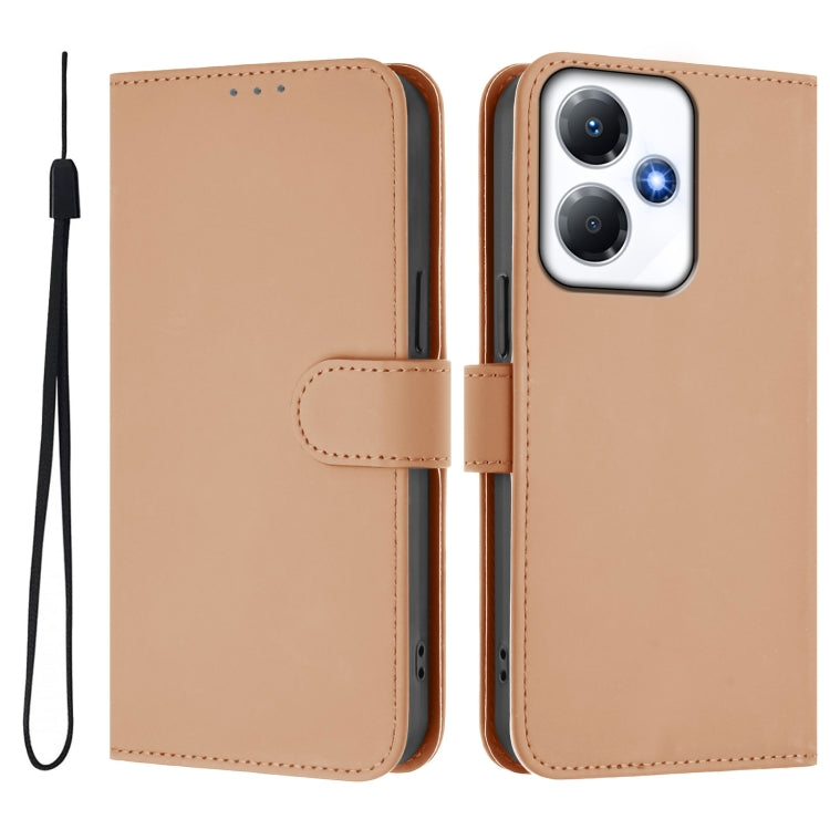 For Infinix Hot 30 Play NFC 4G Skin Feel Solid Color Leather Phone Case with Lanyard
