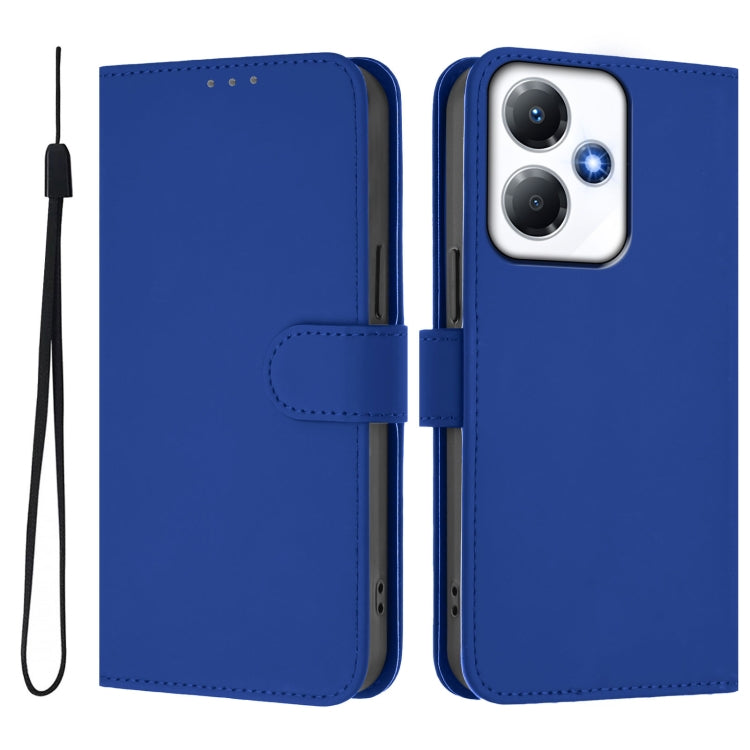 For Infinix Hot 30 Play NFC 4G Skin Feel Solid Color Leather Phone Case with Lanyard