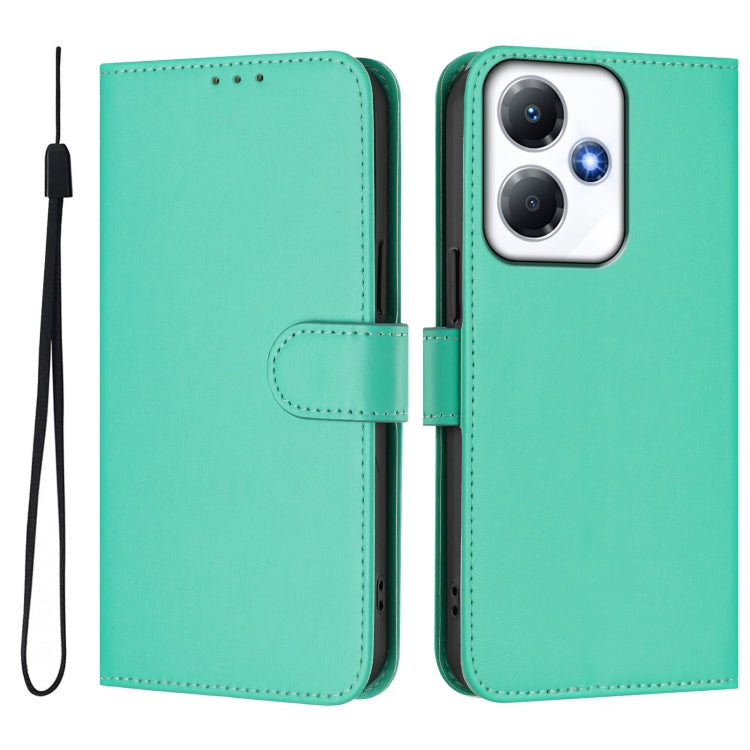 For Infinix Hot 30 Play NFC 4G Skin Feel Solid Color Leather Phone Case with Lanyard
