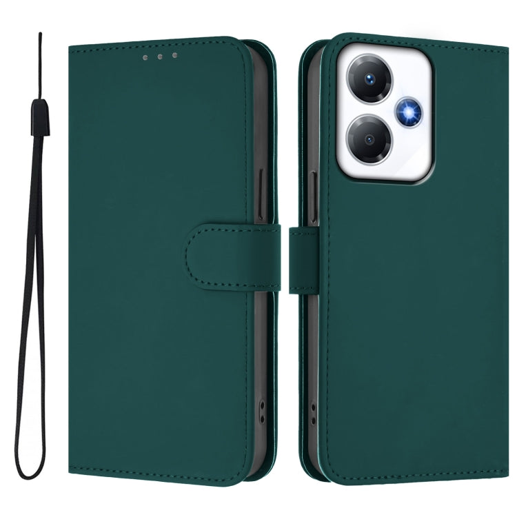 For Infinix Hot 30 Play NFC 4G Skin Feel Solid Color Leather Phone Case with Lanyard