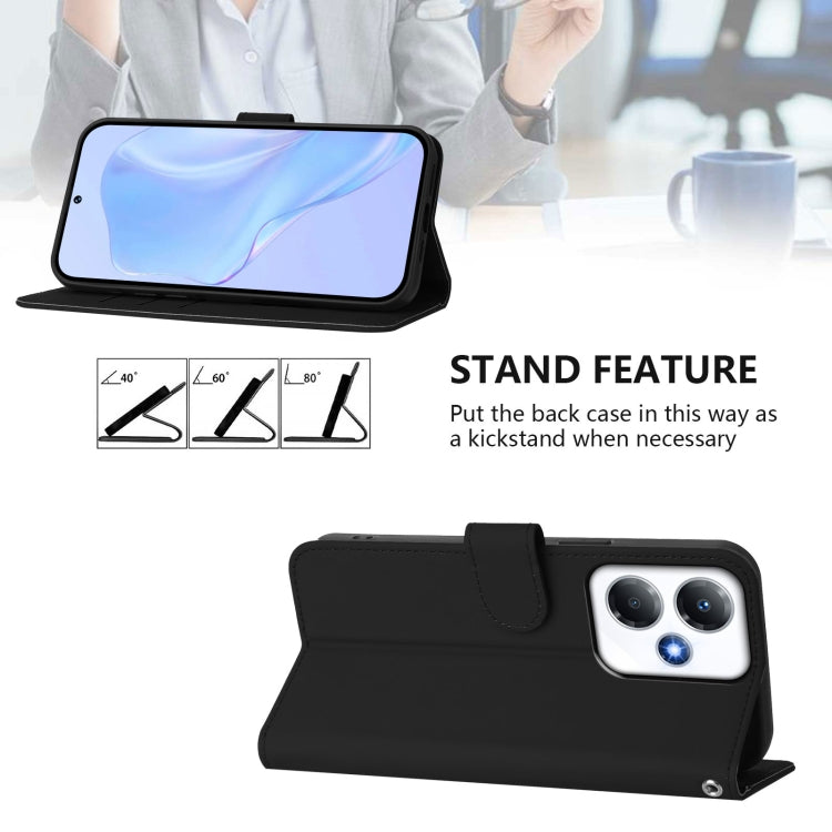 For Infinix Hot 30 Play NFC 4G Skin Feel Solid Color Leather Phone Case with Lanyard