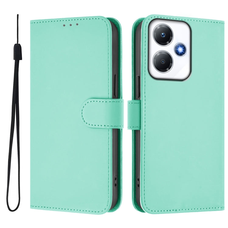 For Infinix Hot 30 Play NFC 4G Skin Feel Solid Color Leather Phone Case with Lanyard