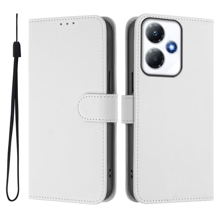 For Infinix Hot 30 Play NFC 4G Skin Feel Solid Color Leather Phone Case with Lanyard