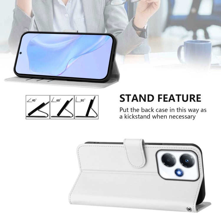 For Infinix Hot 30 Play NFC 4G Skin Feel Solid Color Leather Phone Case with Lanyard