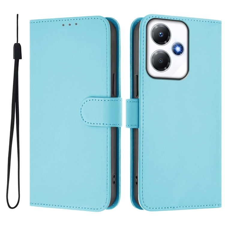 For Infinix Hot 30 Play NFC 4G Skin Feel Solid Color Leather Phone Case with Lanyard