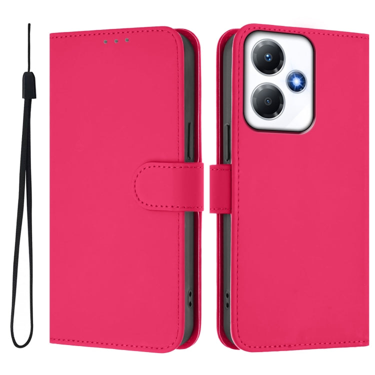 For Infinix Hot 30 Play NFC 4G Skin Feel Solid Color Leather Phone Case with Lanyard