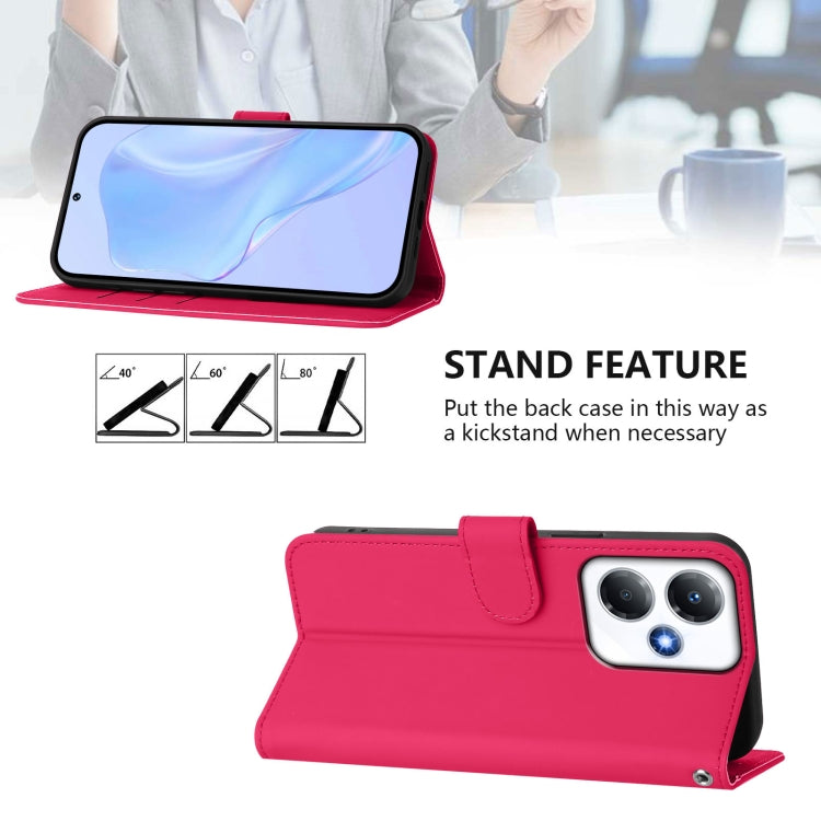 For Infinix Hot 30 Play NFC 4G Skin Feel Solid Color Leather Phone Case with Lanyard