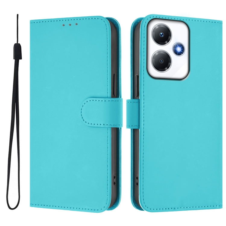 For Infinix Hot 30 Play NFC 4G Skin Feel Solid Color Leather Phone Case with Lanyard